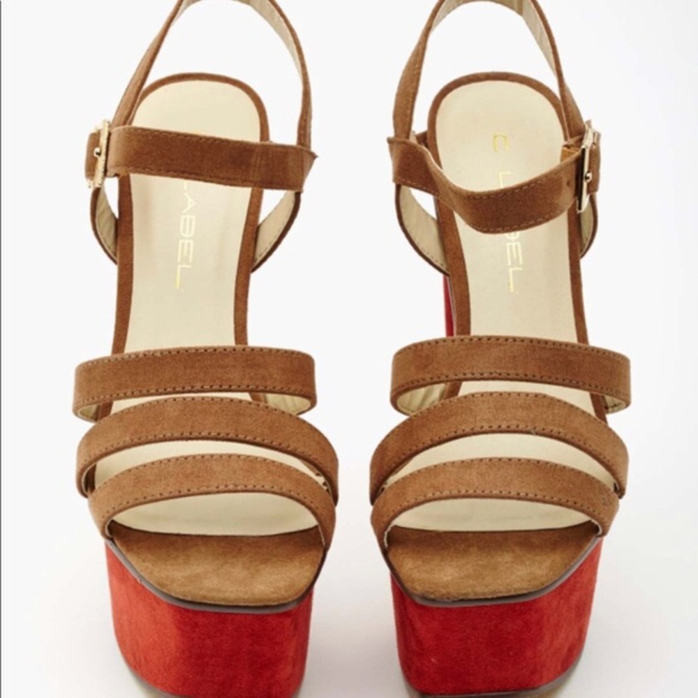 NWOT STRAPPY HEELS red nude ankle strap nasty gal